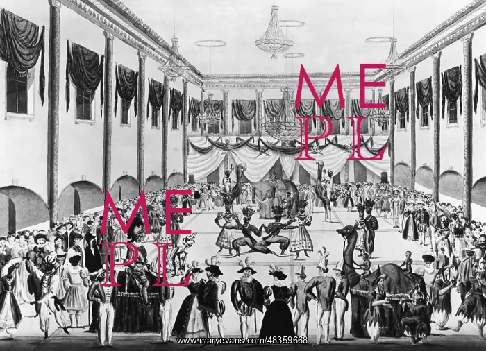 : Masked ball at carnival in Munich, 1832 : Masked ball at carnival in Munich, 1832