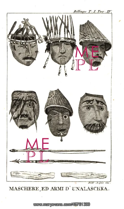 : Masks and weapons used by the Unalaskans : Masks and weapons used by the Unalaskans