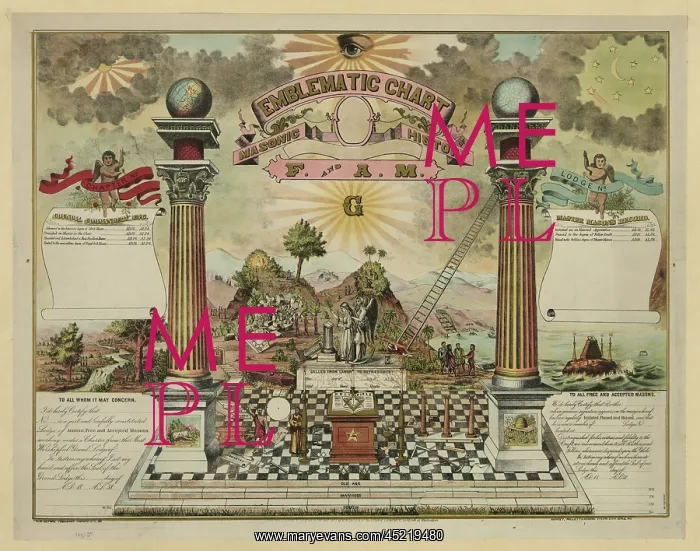 : Masonic emblematic chart depicting all-seeing ? : Masonic emblematic chart depicting all-seeing ?