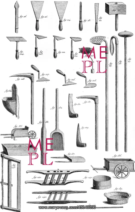 : MASONRY TOOLS 18TH C : MASONRY TOOLS 18TH C