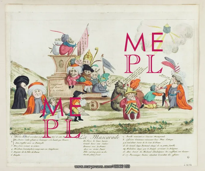 : The Masquerade, 1791-1792. Coloured Etching : The Masquerade, 1791-1792. Coloured Etching