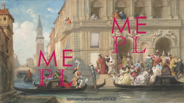 : Masqueraders Boarding Gondolas before a Venetian Palazzo : Masqueraders Boarding Gondolas before a Venetian Palazzo
