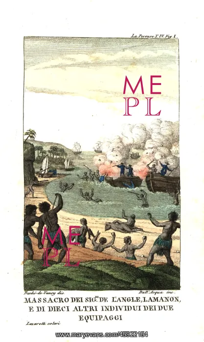 : Massacre of de Langle, Lamanon, etc. by natives of Vanuatu : Massacre of de Langle, Lamanon, etc. by natives of Vanuatu