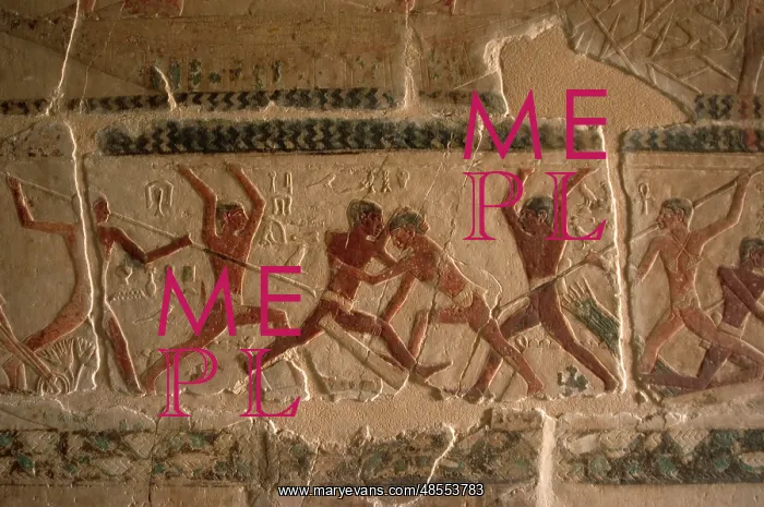 : Mastaba of Nefer and Kahay. Relief. Fighters. Egypt : Mastaba of Nefer and Kahay. Relief. Fighters. Egypt