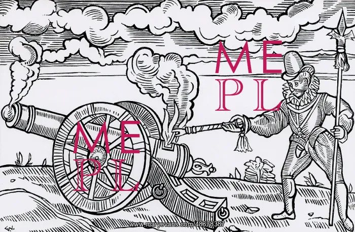 : Master gunner firing a cannon by applying fire : Master gunner firing a cannon by applying fire