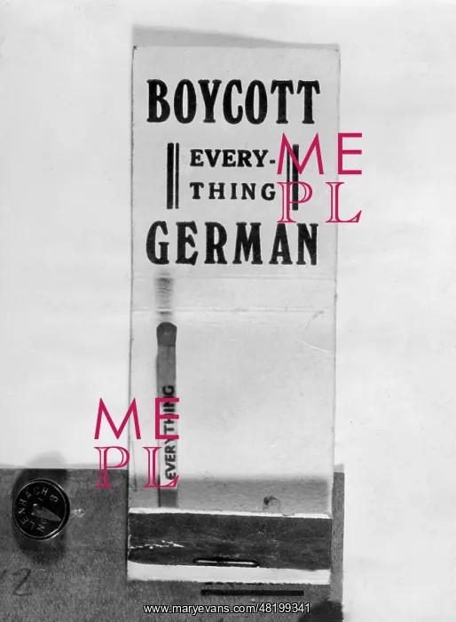: Matchbook calling for a boycott of German goods, 1939 : Matchbook calling for a boycott of German goods, 1939