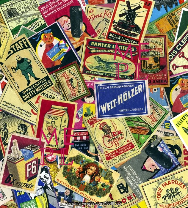 : Matches labels from matchboxes : Matches labels from matchboxes