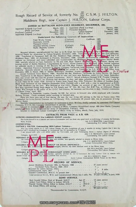 : Material related to Captain J Hilton, Labour Corps : Material related to Captain J Hilton, Labour Corps