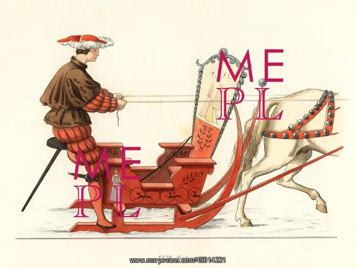 : Matthaus Schwarz competing in a sleigh race, 16th century : Matthaus Schwarz competing in a sleigh race, 16th century
