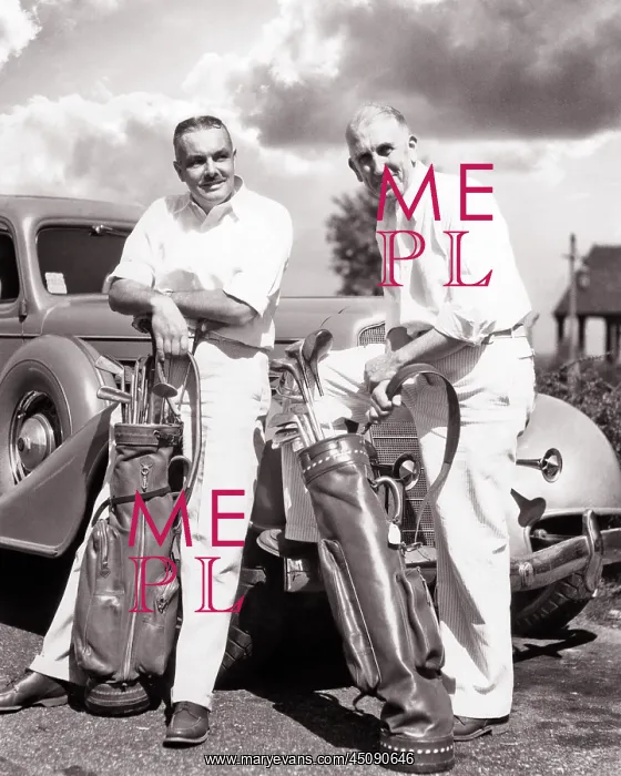 : Two Mature Casually Dressed Men Leaning on Automobile : Two Mature Casually Dressed Men Leaning on Automobile