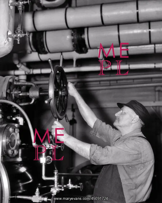 : Mature Man Worker Regulating Steam Pressure Or : Mature Man Worker Regulating Steam Pressure Or