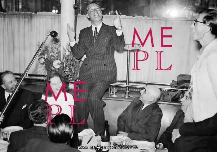 : Maurice Chevalier in a restaurant, 1941 : Maurice Chevalier in a restaurant, 1941