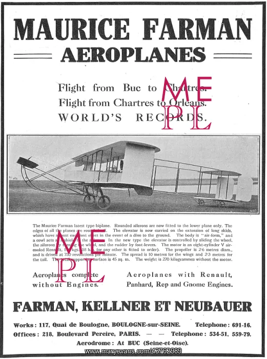 : Maurice Farman World Record Flight From Buc To Chartres : Maurice Farman World Record Flight From Buc To Chartres