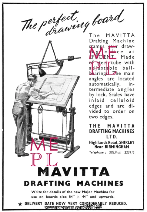 : Mavitta Drafting Machines 1952 : Mavitta Drafting Machines 1952