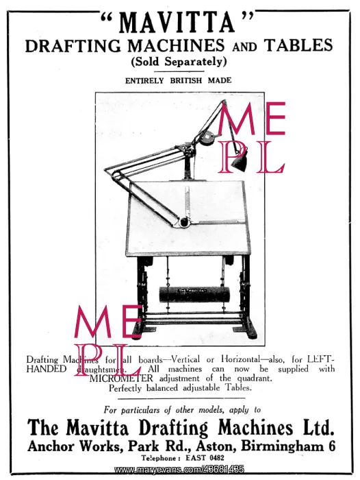 : Mavitta Drafting Machines & Tables 1939 : Mavitta Drafting Machines & Tables 1939