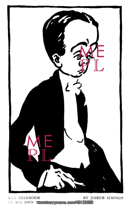 : Max Beerbohm, caricature by Joseph Simpson : Max Beerbohm, caricature by Joseph Simpson