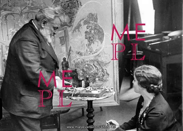 : Max Slevogt with his daughter in the atelier, 1931 : Max Slevogt with his daughter in the atelier, 1931