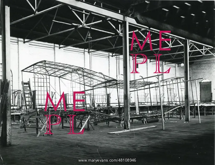 : Maxim...s 1910 biplane under construction in 1909 at the C : Maxim...s 1910 biplane under construction in 1909 at the C
