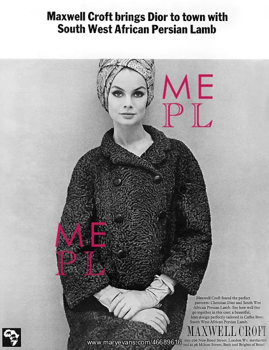 : Maxwell Croft Dior advertisement with Jean Shrimpton : Maxwell Croft Dior advertisement with Jean Shrimpton