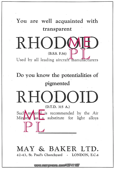 : May & Baker Rhodoid Transparencies : May & Baker Rhodoid Transparencies