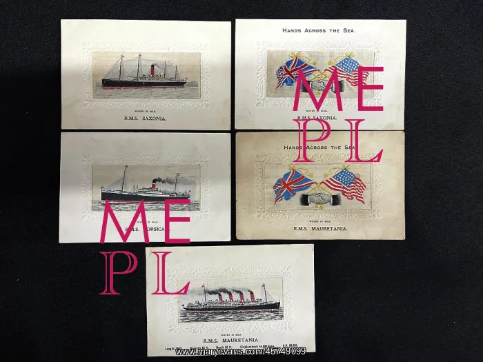 : May Collection, Saxonia, Mauretania, Corsican silk postcards : May Collection, Saxonia, Mauretania, Corsican silk postcards