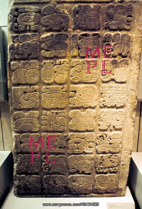 : Mayan lintel listing the nine generations of rulers : Mayan lintel listing the nine generations of rulers