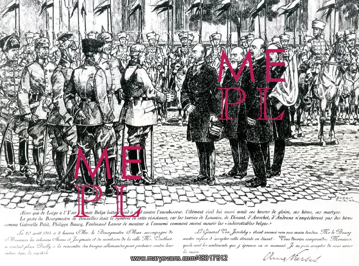 : Mayor of Brussels encountering German invaders, WW1 : Mayor of Brussels encountering German invaders, WW1