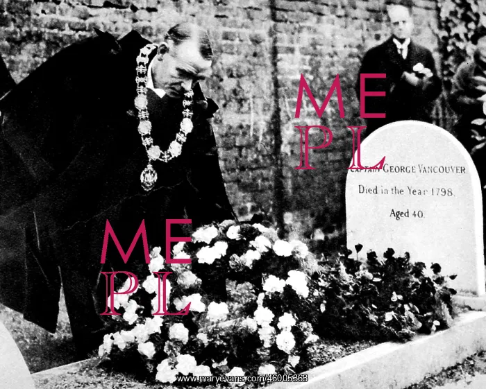 : The Mayor of Vancouver visiting the grave of George Vancouve : The Mayor of Vancouver visiting the grave of George Vancouve
