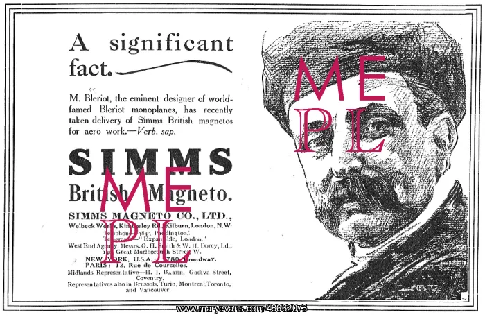 : M.Bleriot Has Taken Delivery Of Simms Magnetos For Aero Work : M.Bleriot Has Taken Delivery Of Simms Magnetos For Aero Work