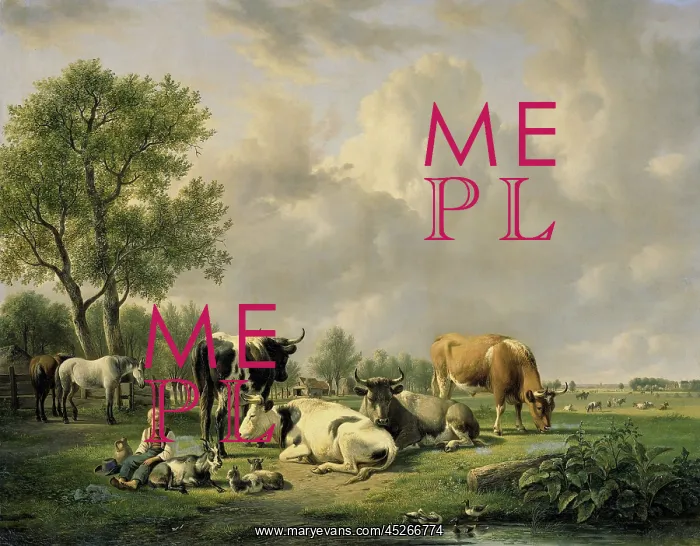 : Meadow with Animals : Meadow with Animals
