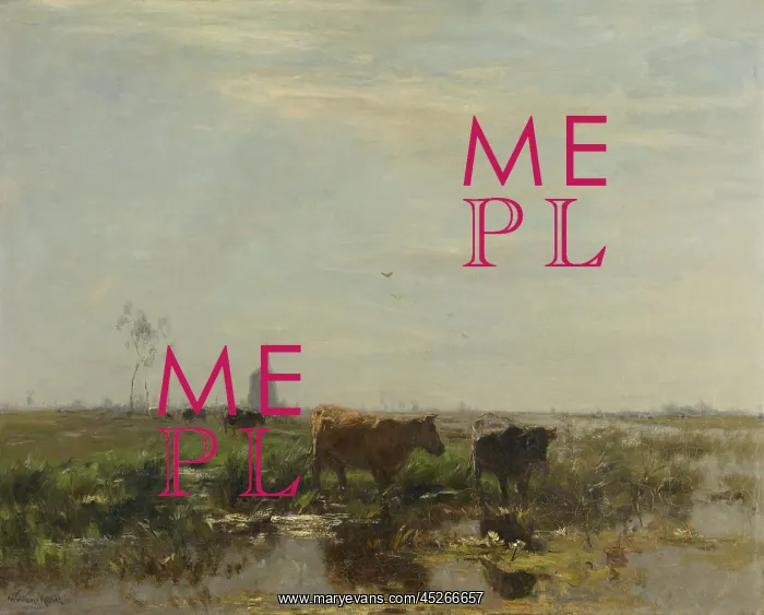 : Meadow with Cows by the Water : Meadow with Cows by the Water