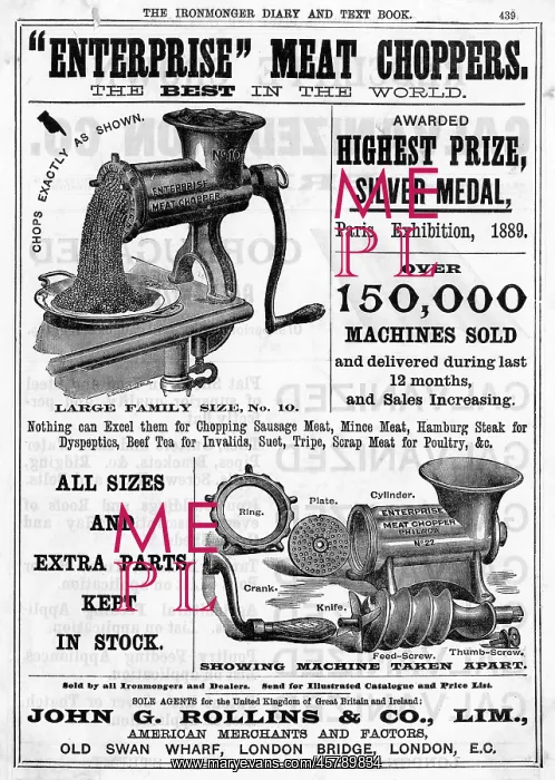 : MEAT MINCER 1889 : MEAT MINCER 1889