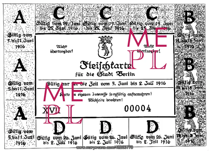 : Meat ration card from Berlin, 1916 : Meat ration card from Berlin, 1916