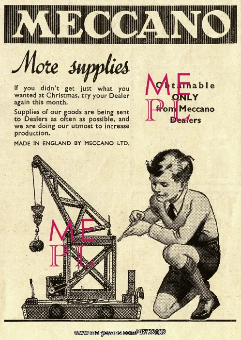 : Meccano Advertisement - Young lad and his impressive crane : Meccano Advertisement - Young lad and his impressive crane