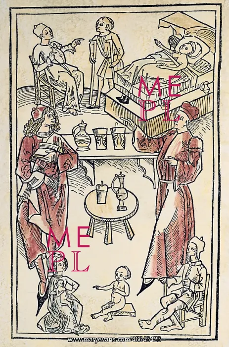 : medicine, physicians, lecturing physicians, woodcut : medicine, physicians, lecturing physicians, woodcut