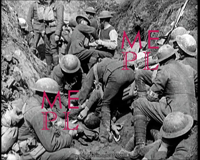 : Medics Treating Minor Wounds in a Trench : Medics Treating Minor Wounds in a Trench