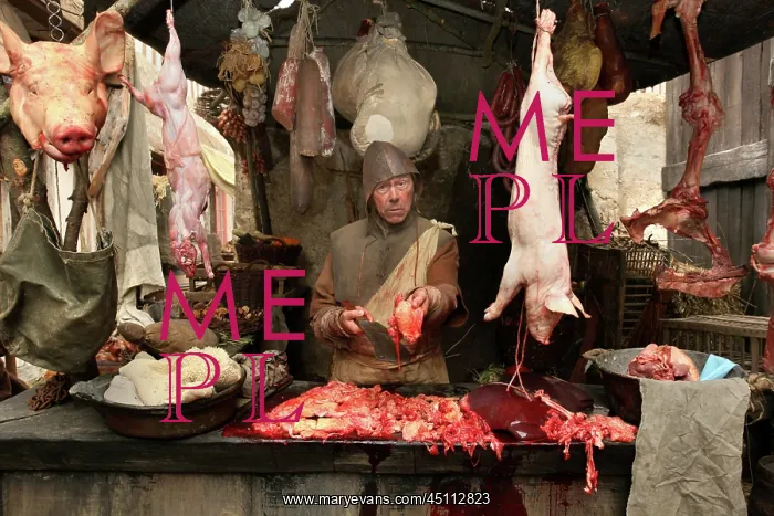 : Medieval butcher's market stall : Medieval butcher's market stall