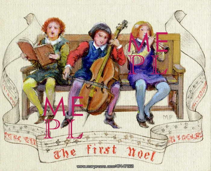 : Three Medieval children performing The First Noel