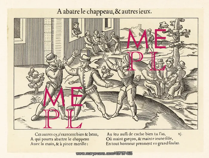 : Medieval children playing the game of knock off : Medieval children playing the game of knock off