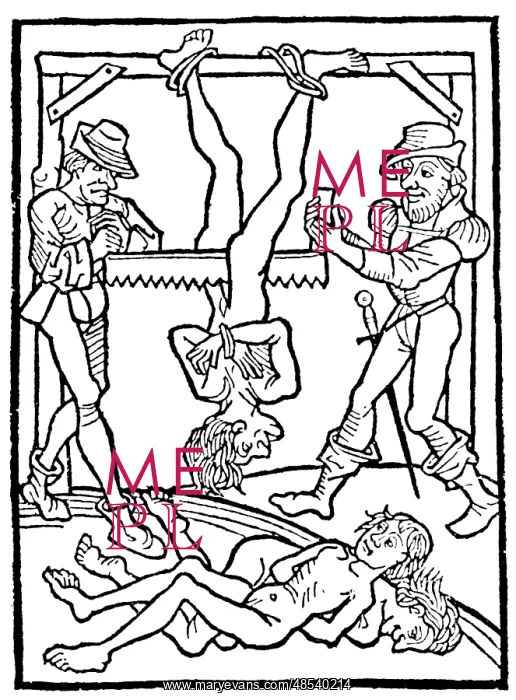 : Medieval Execution, Death by Sawing, 1474 : Medieval Execution, Death by Sawing, 1474