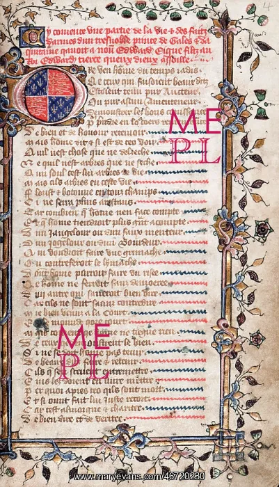 : Medieval illuminated French poem on chivalry : Medieval illuminated French poem on chivalry