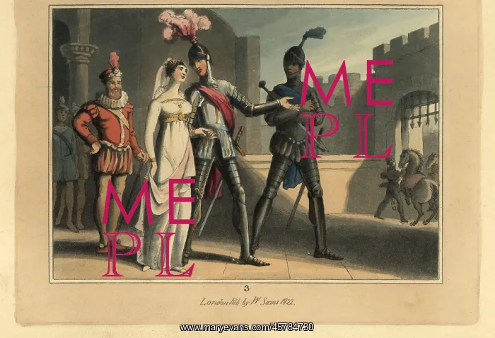 : Medieval knight in armour introducing his lady to a knight : Medieval knight in armour introducing his lady to a knight