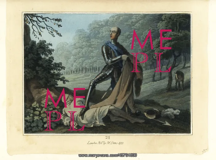 : Medieval knight in armour with murdered monk : Medieval knight in armour with murdered monk