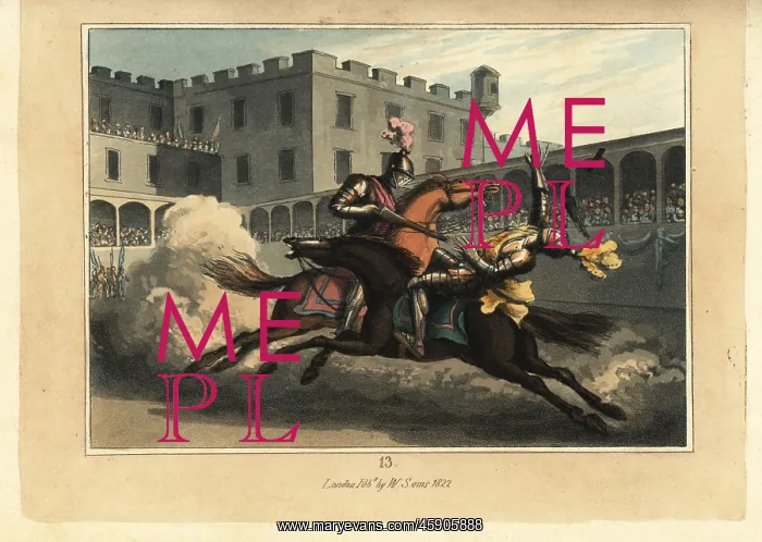 : Medieval knight defeating another knight at a joust : Medieval knight defeating another knight at a joust