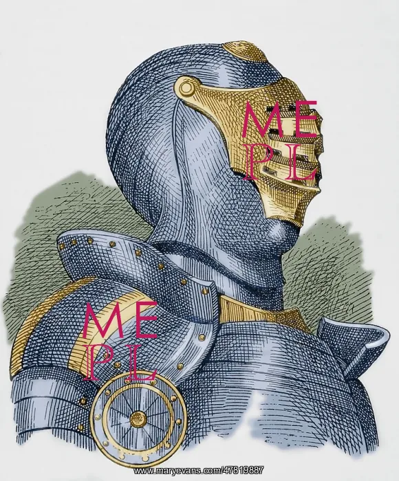 : Medieval Knight's helmet with visor. Engraving : Medieval Knight's helmet with visor. Engraving