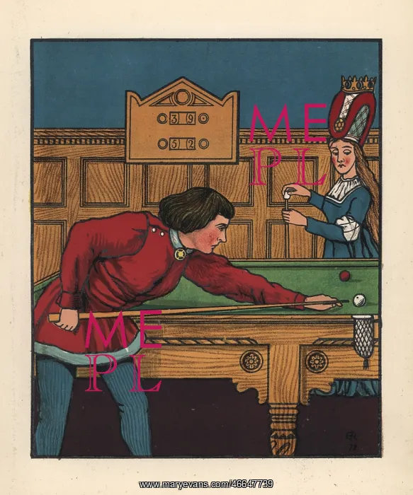 : Medieval man playing a game of snooker : Medieval man playing a game of snooker
