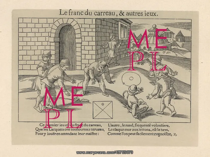 : Medieval men playing the game of franc-carreau : Medieval men playing the game of franc-carreau