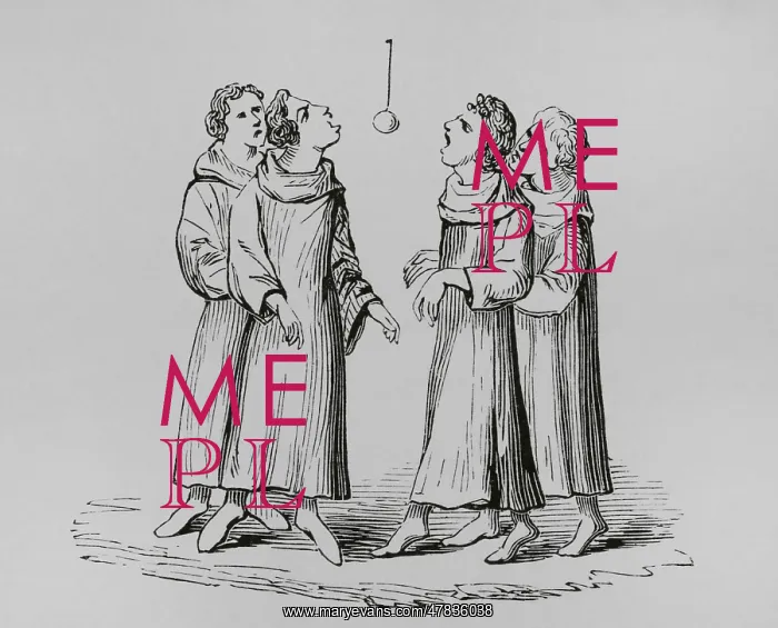 : Medieval monks playing the game of bob apple : Medieval monks playing the game of bob apple