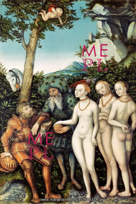 : Medieval Painting Depicting Judgment of Paris : Medieval Painting Depicting Judgment of Paris