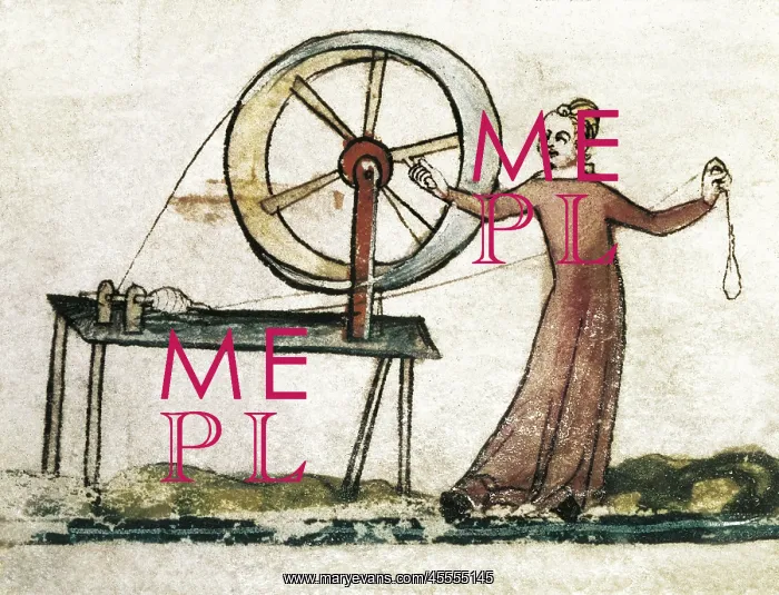 : Medieval Spinster. Manuscript c.1340 : Medieval Spinster. Manuscript c.1340